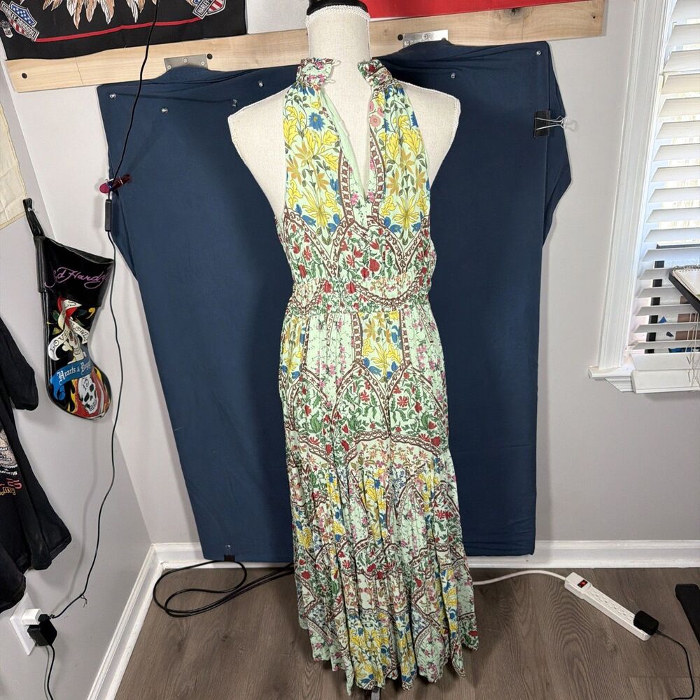 Anthropologie The Somerset Maxi Dress Halter Edition Green Floral Sz Small - Picture 4 of 6